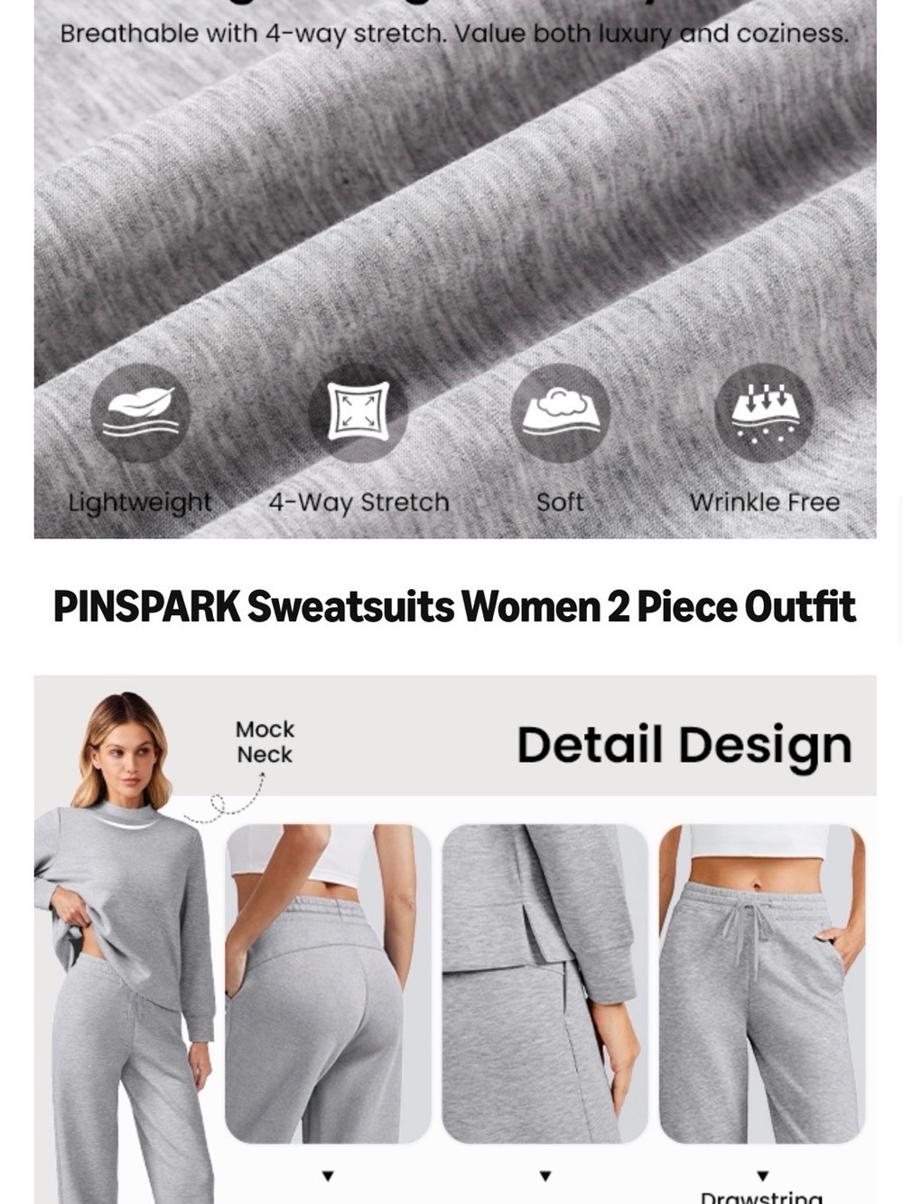 Pinspark Navy Blue Petite Sweatsuit Set Small NWT - Picture 3 of 4